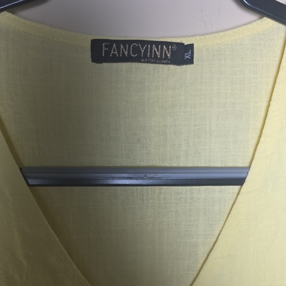Fancyinn Light Yellow V-Neck Dress With Pockets - Picture 2 of 6